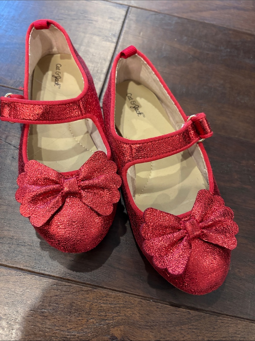 Cat & Jack Sparkling Red Mary Jane Shoes with Bow